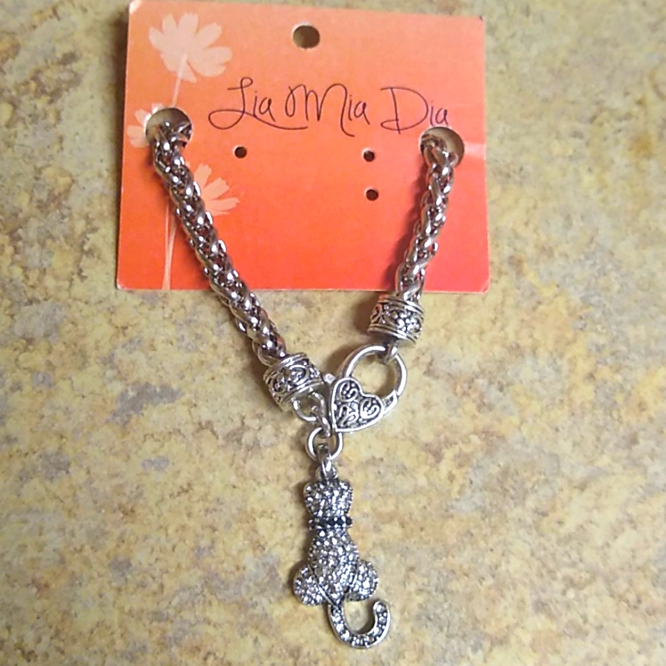 3 For $15 Cat Silver Gemstone Bling Bracelet